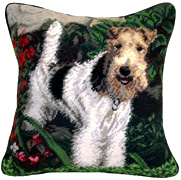 Wire Fox Terrier Needlepoint Pillow