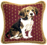 This beautiful small 10" needlepoint Beagle pillow is a "must have" home accent for dog lovers!  Many other Beagle gifts available at Kissed By Dogs!